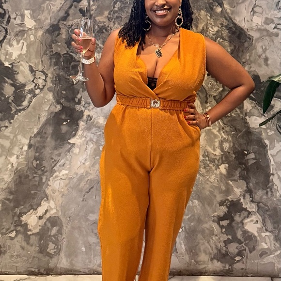 Elegant Mustard Jumpsuit - Picture 4 of 6